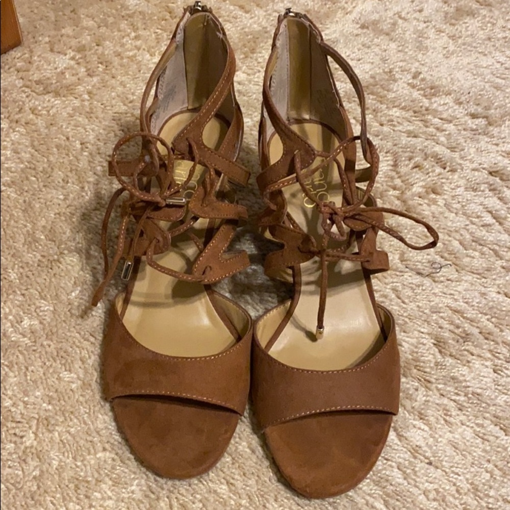 Franco Sarto lace up wedges size 9
